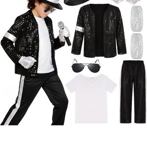 Kids Black and White Sequin Costume Set
